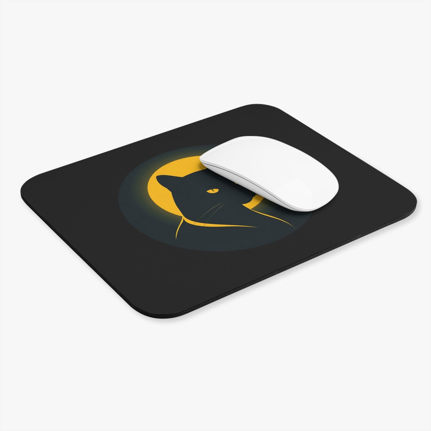 Sleek Black Cat Mouse Pad