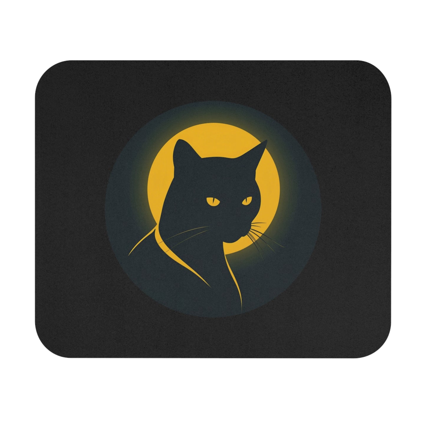 Sleek Black Cat Mouse Pad