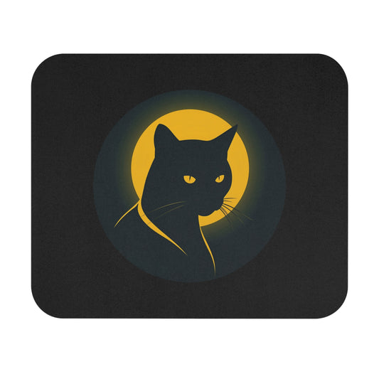 Sleek Black Cat Mouse Pad